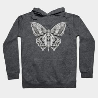 Moth butterfly beautiful intricate black and white design Hoodie